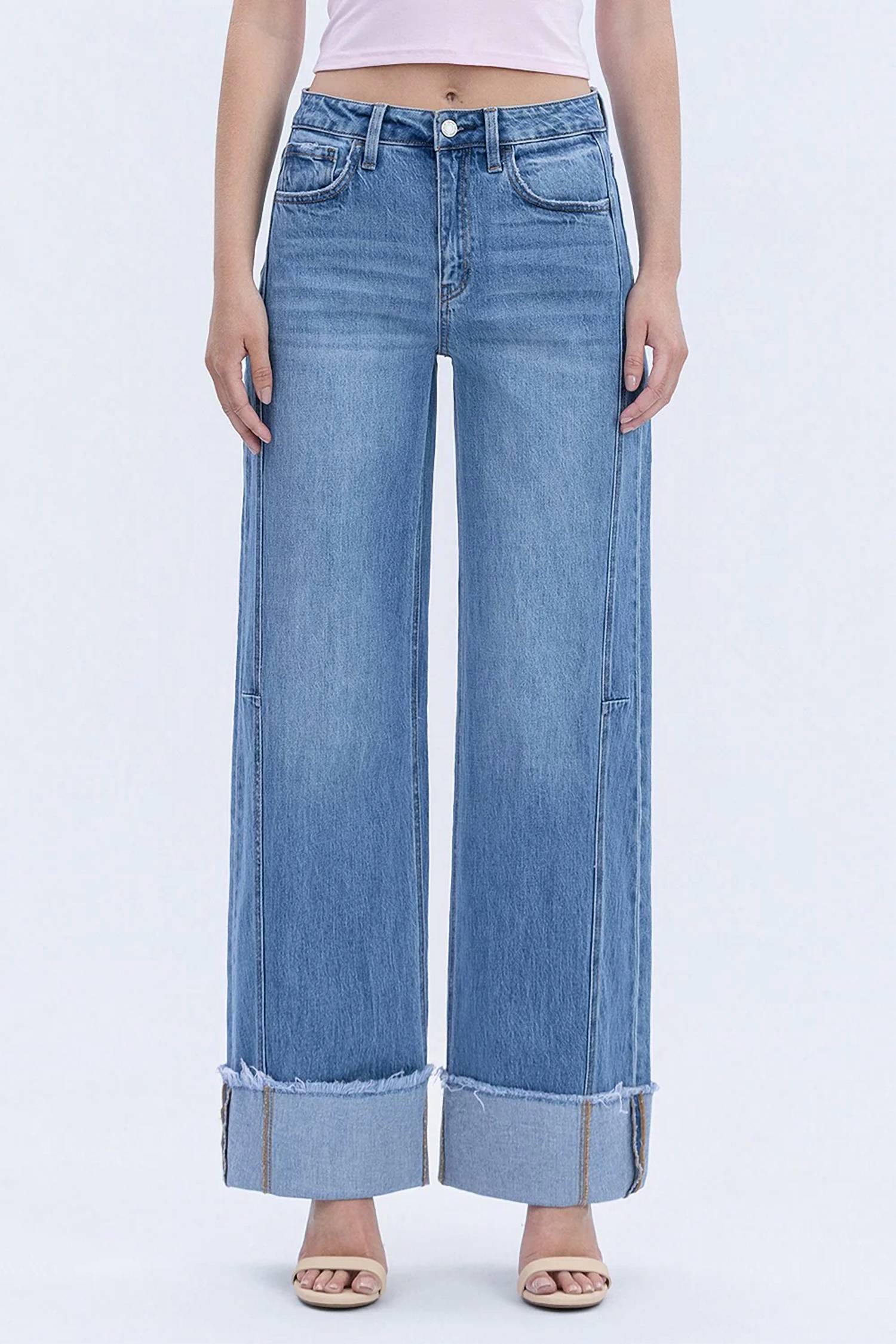 Vervet By Flying Monkey - High Rise Cuffed Wide Jeans