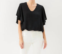 Karen Kane - Flutter Sleeve V-neck Top - Petite