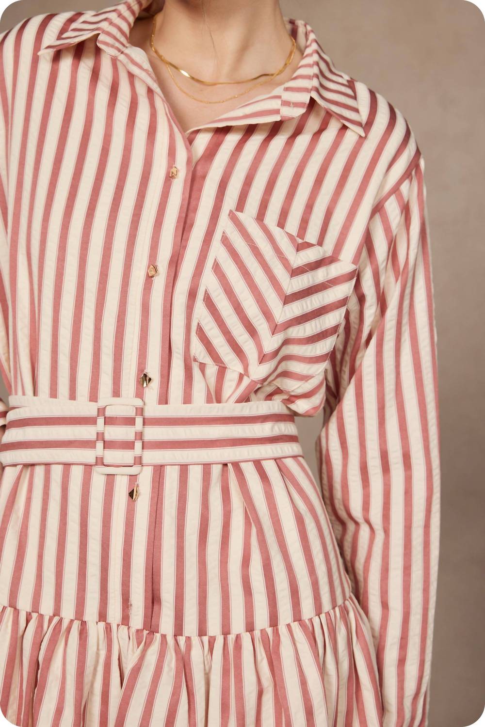 Strut & Bolt - Striped Button Down Mini Dress