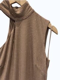 Sheri Bodell - Women's Mock Neck One Shoulder Sequined Midi Dress