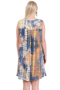 Umgee - Tie Dye Sleeveless Keyhole Dress - Plus