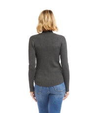 Karen Kane Ribbed Turtleneck Sweater in charcoal - women's sweater - alternate view