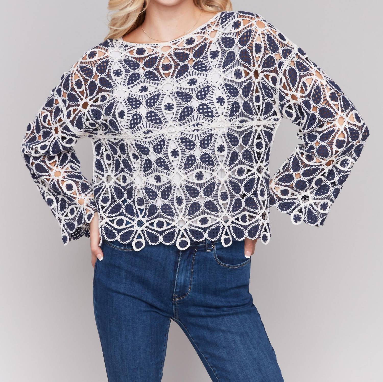Charlie B - Cotton Blend Crochet Top