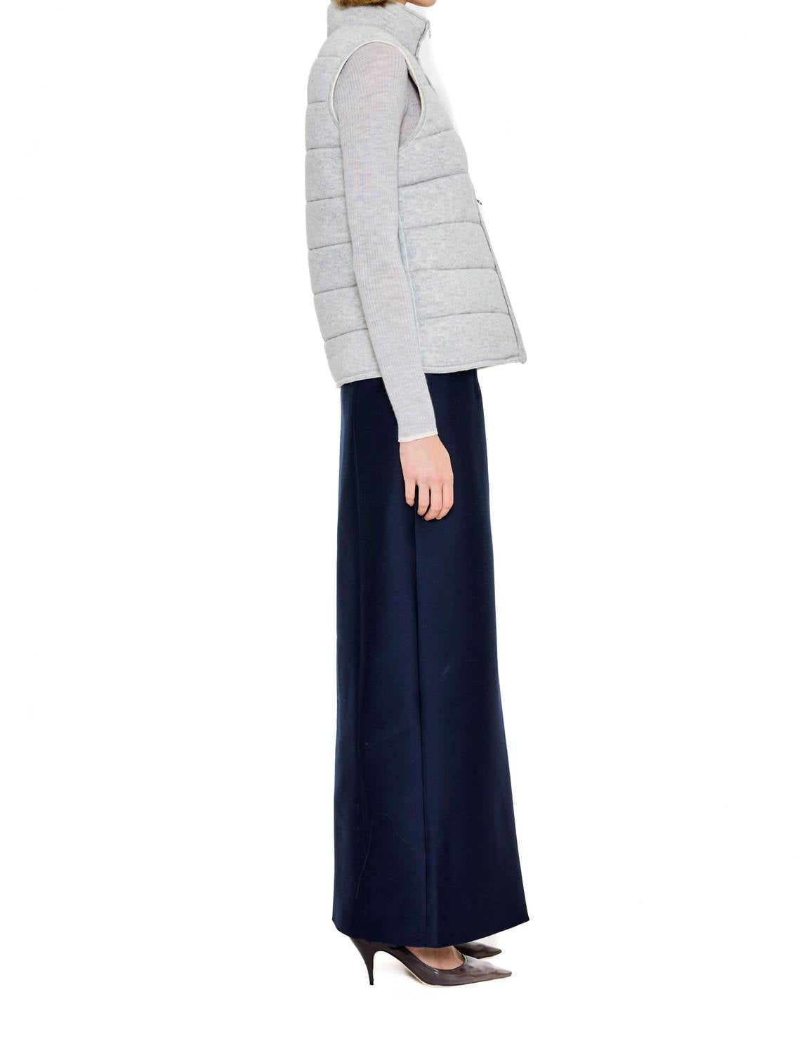 arch4 Cashmere Hammersmith Quilted Knit Vest in ivory - women's jacket - view 6