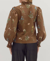 Entro - Smocked Long Sleeved Floral Top