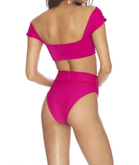 Beach Riot Heart Belted Highway Bottom in fuchsia rose - women's swimwear - alternate view