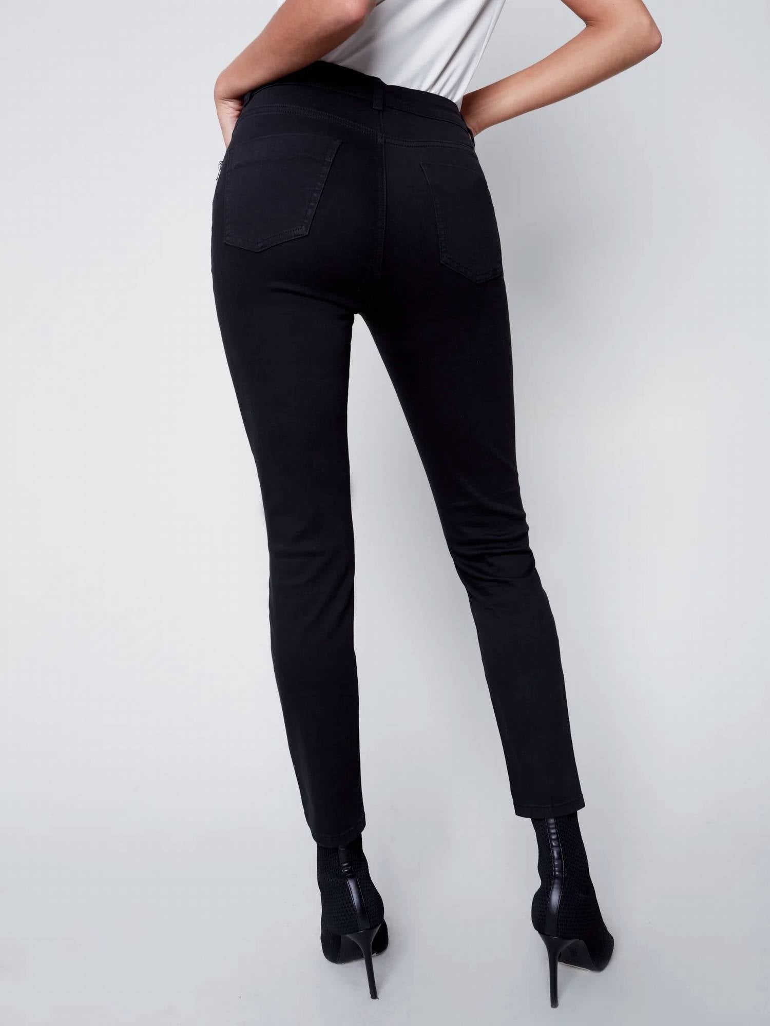 CHARLIE B Twill Flare Pant in black - women's pants - view 4