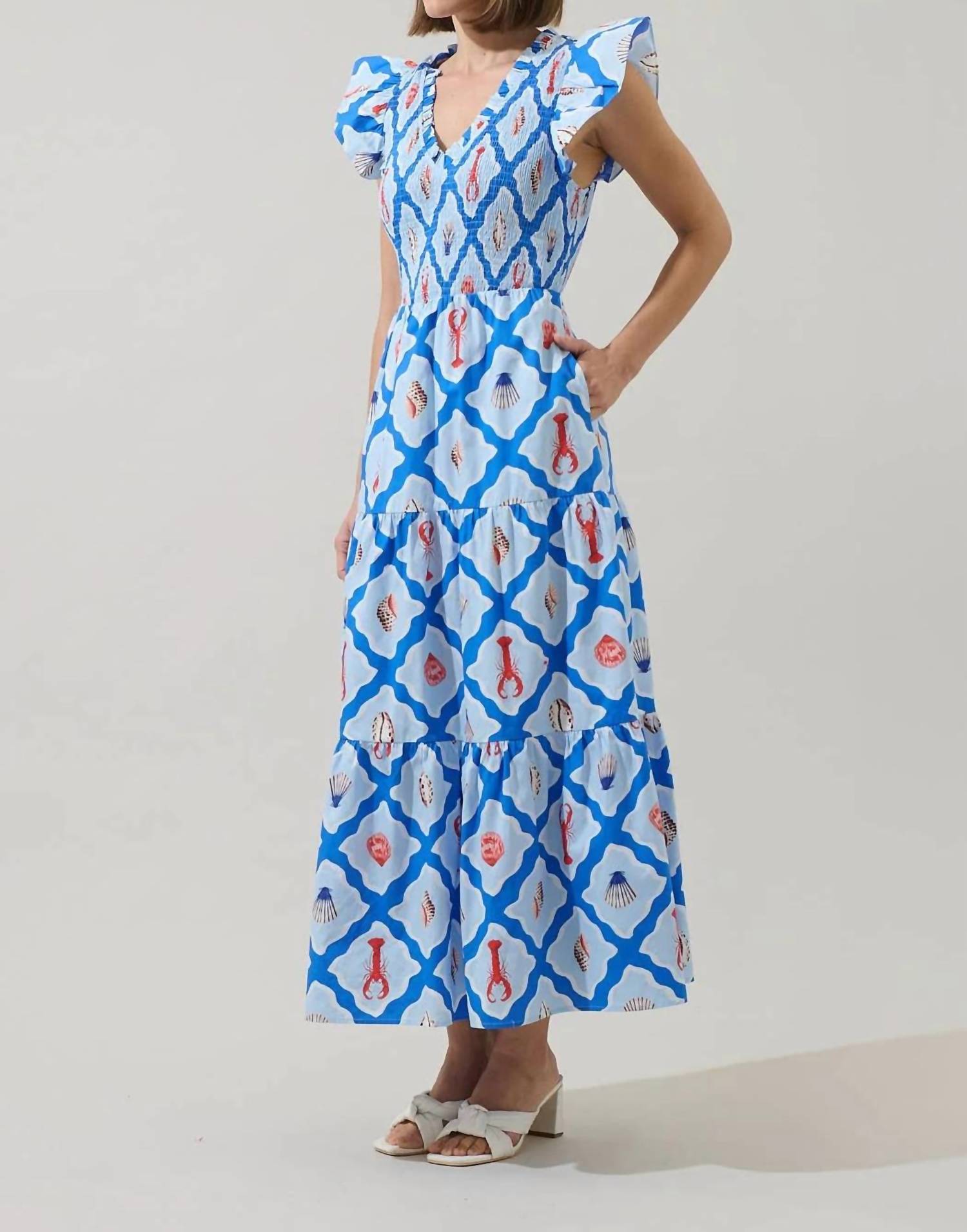 Sugarlips - Lobster Bay Sunfire Tiered Midi Dress