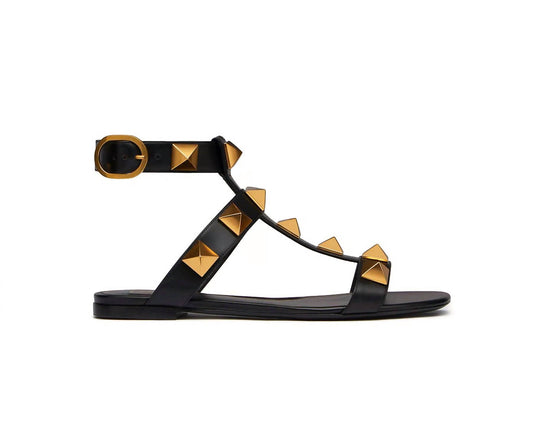 Valentino - Women's Roman Stud Flat Calfskin Sandal