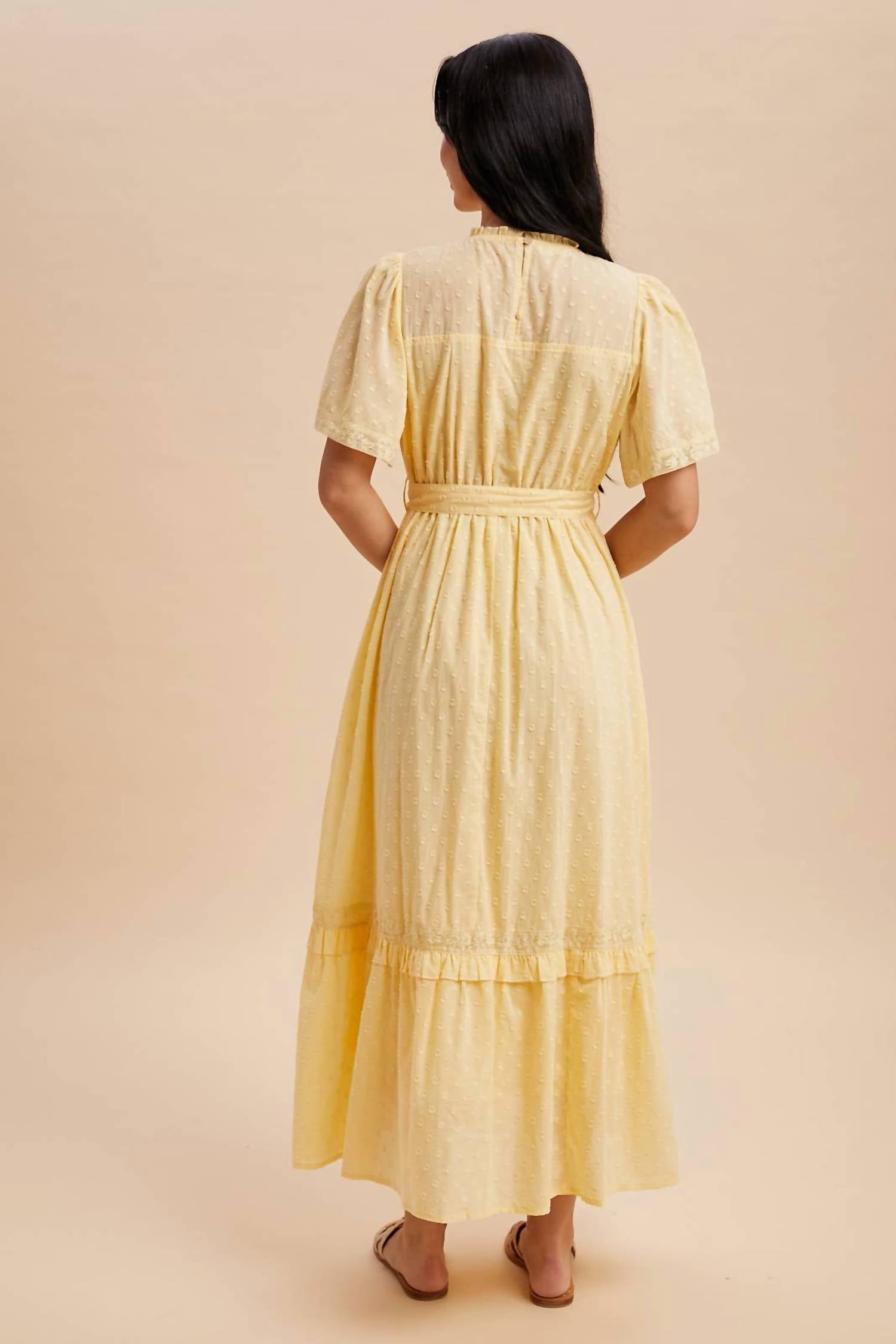 In-Loom - Swiss Dot Flutter Sleeve Maxi Dress