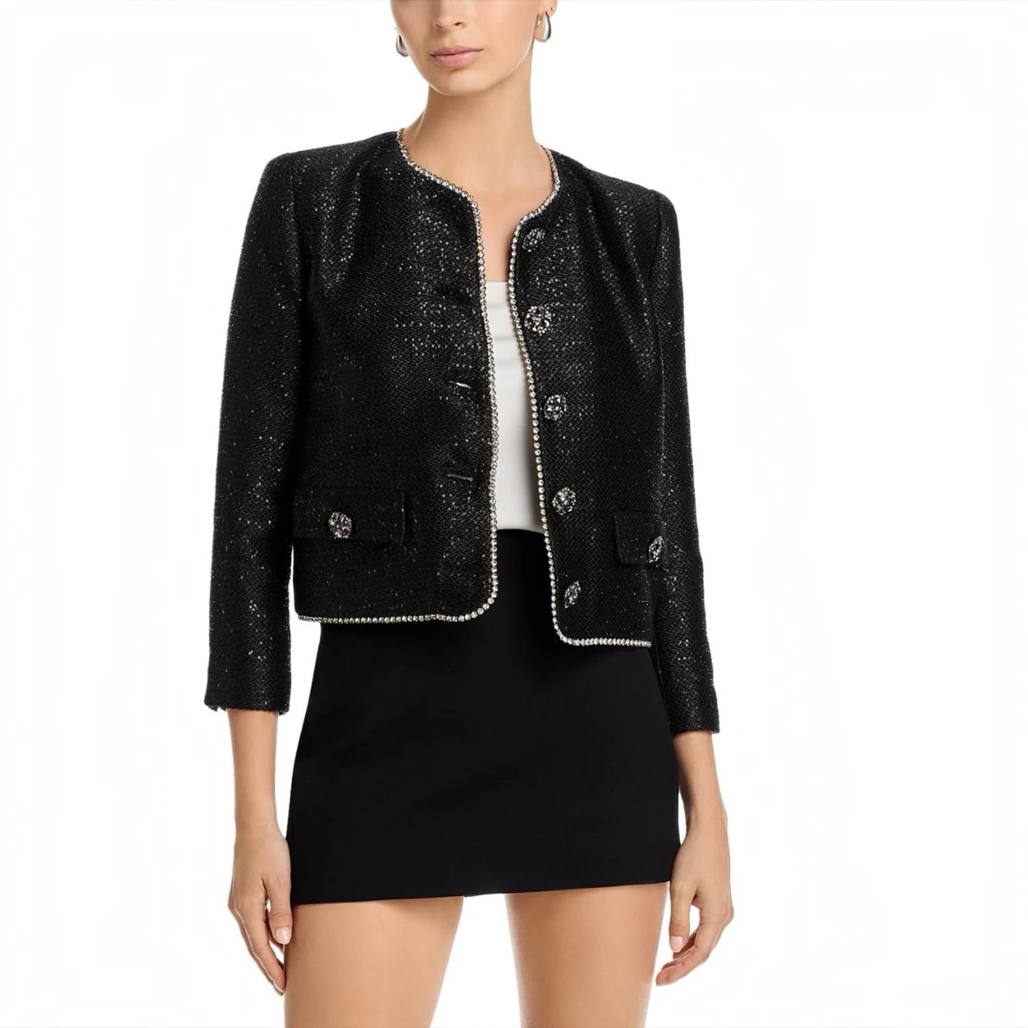 L'Agence - Zell Crystal Trim Tweed Jacket