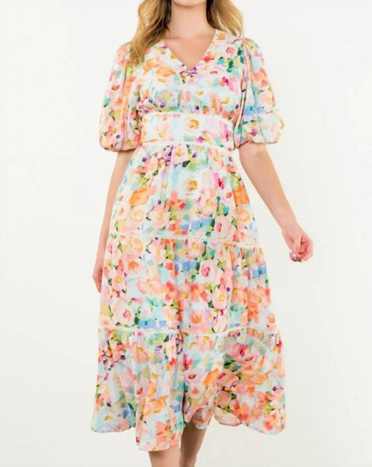 Thml - Floral Puff Sleeve Tiered Dress
