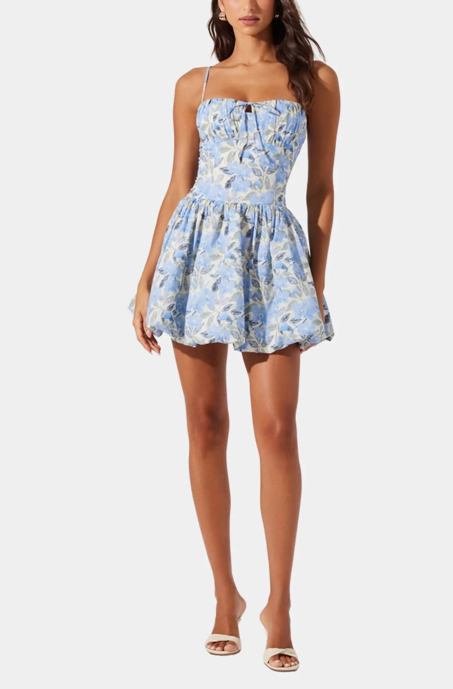 Astr - Azure Petals Bubble Mini Dress