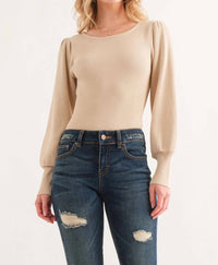 And The Why - Balloon Puff Sleeve Rib Bodysuit