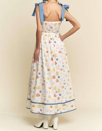 Davi & Dani - Binding Detail Smocking Summer Maxi Dress