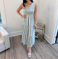 Sugar + Lips - Emerly Stripe One Shoulder Dress