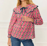 Pink City Prints - Apple Long Sleeve Blouse