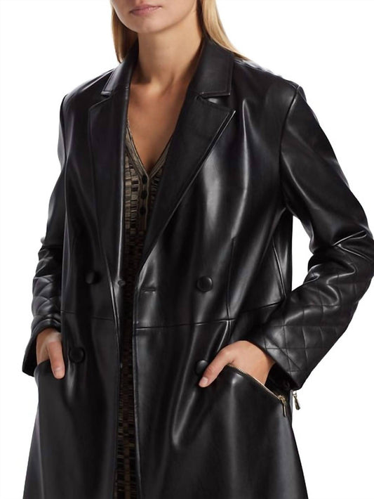 Elie Tahari - Dina Faux Leather Trench Coat