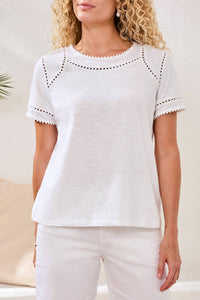 Tribal - S/S TOP W/DOTTED LACE DETAIL
