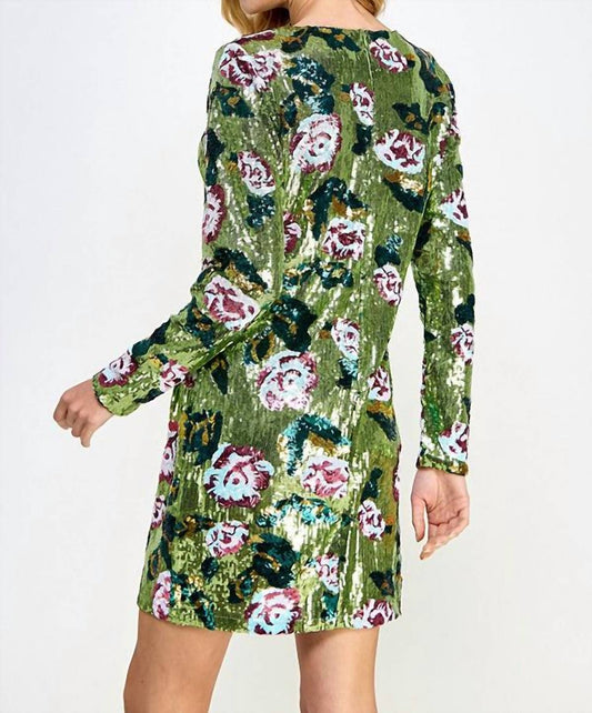 See And Be Seen - Floral Sequin Long Sleeve Mini Dress