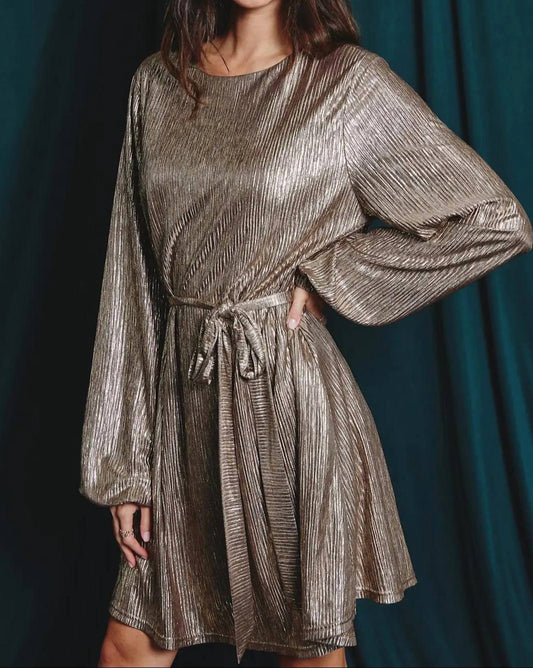 Dress Forum - Pleated Tie Waist Mini Dress