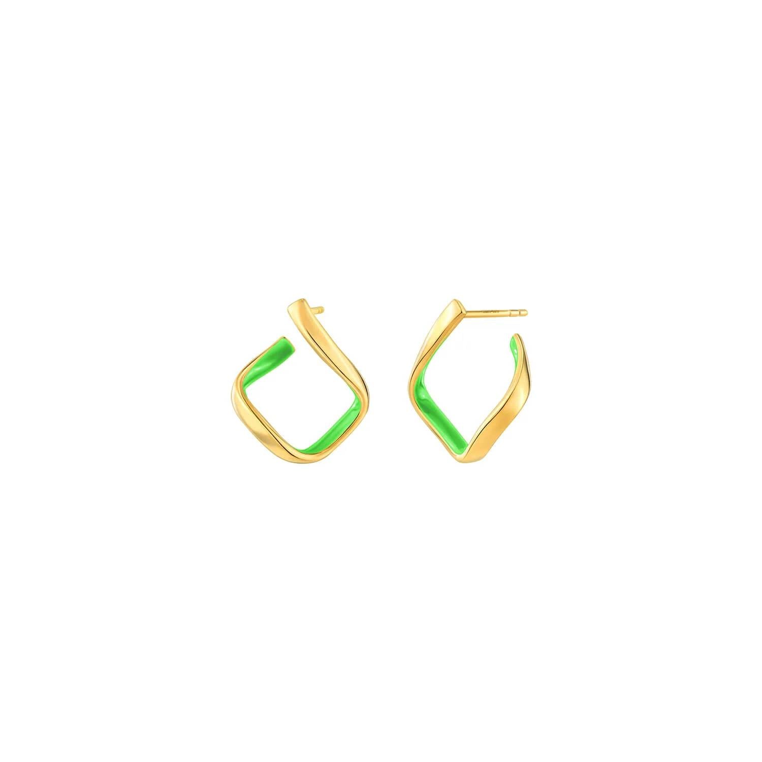 Gold & Honey - Women's Square Enamel Huggie Hoop Earrings