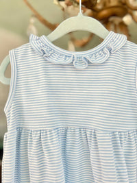 Percy & Tyne Girls Cici Knit Dress in blue stripe - kids' dress - detail view