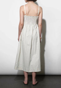 Greylin - Lyla Gathered Side Sleeveless Stripe Midi Dress
