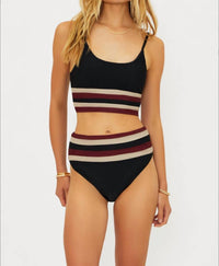Beach Riot Mae Swim Top in maroon merlot colorblock - women's swimwear