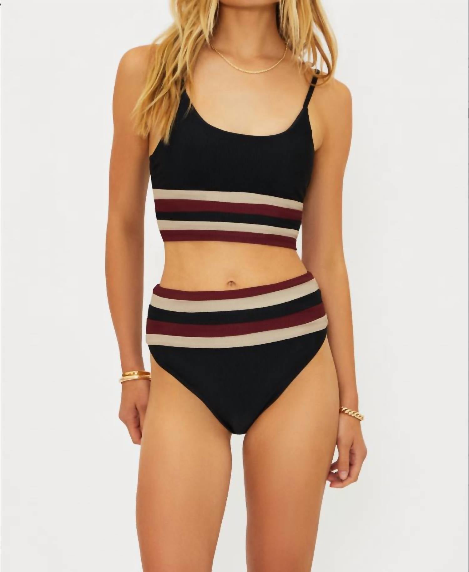 Beach Riot Mae Swim Top in maroon merlot colorblock - women's swimwear