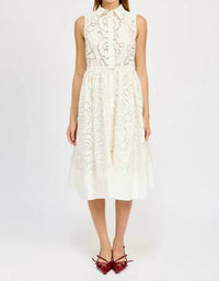 En Saison - Embroidered Collar Midi Dress