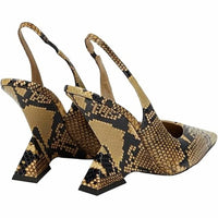 Caglglz - Women's Faux Snake 4.5" Wedge Heel Slingback Shoes