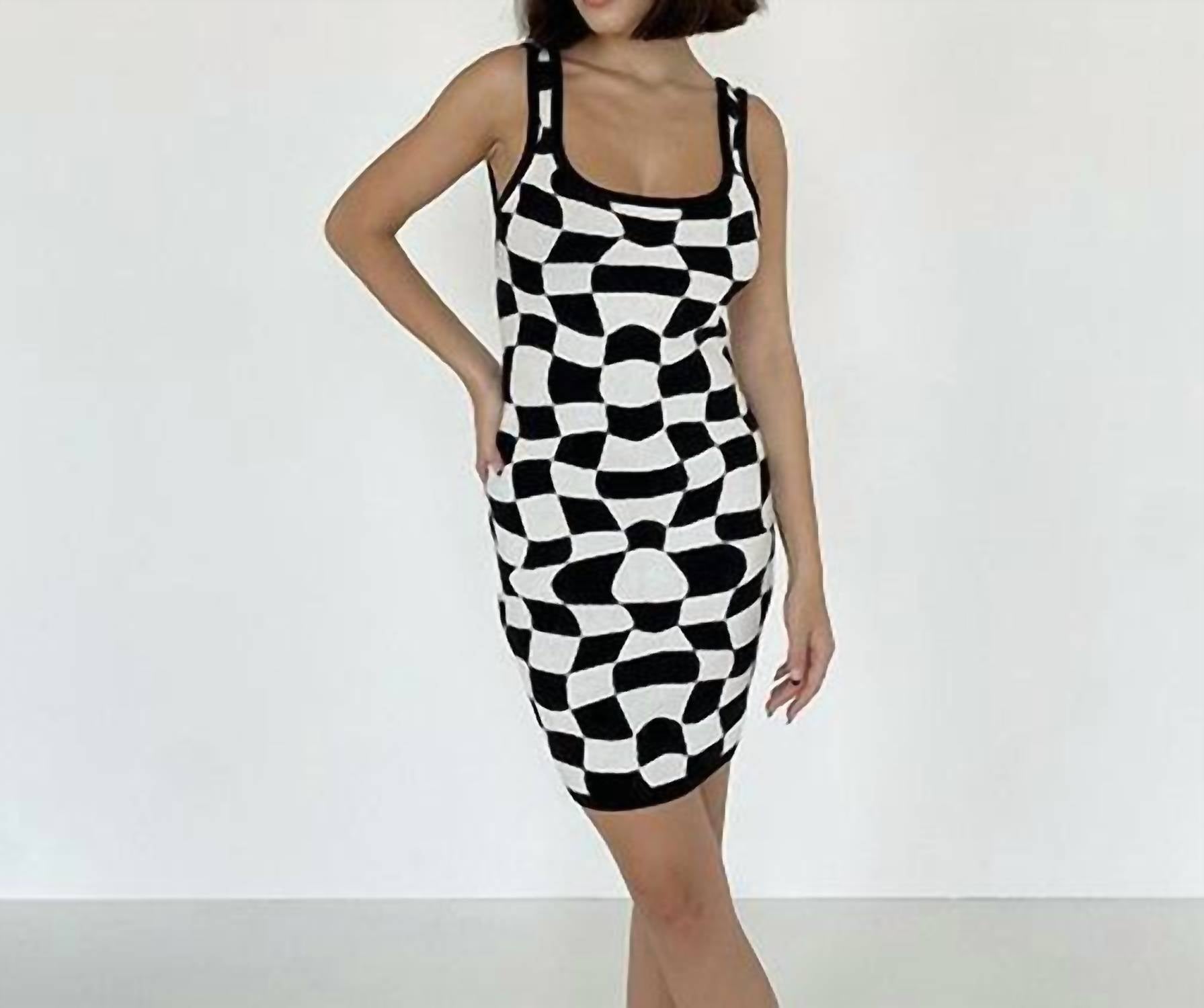 Disco Avenue Pretty Grunge Mini Dress in black white - women's dress