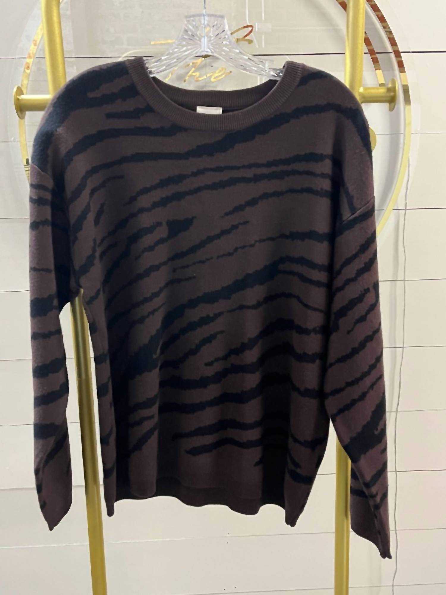 Zac & Rachel Women's Zebra Sweater in chocolate black - women's sweater