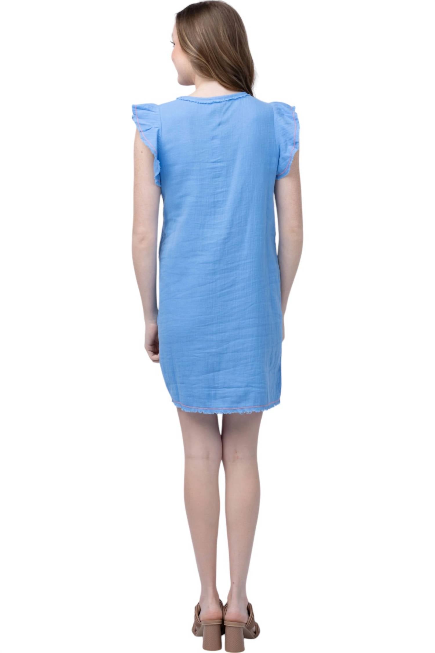 Lilla P - Flutter Sleeve Gauze Dress