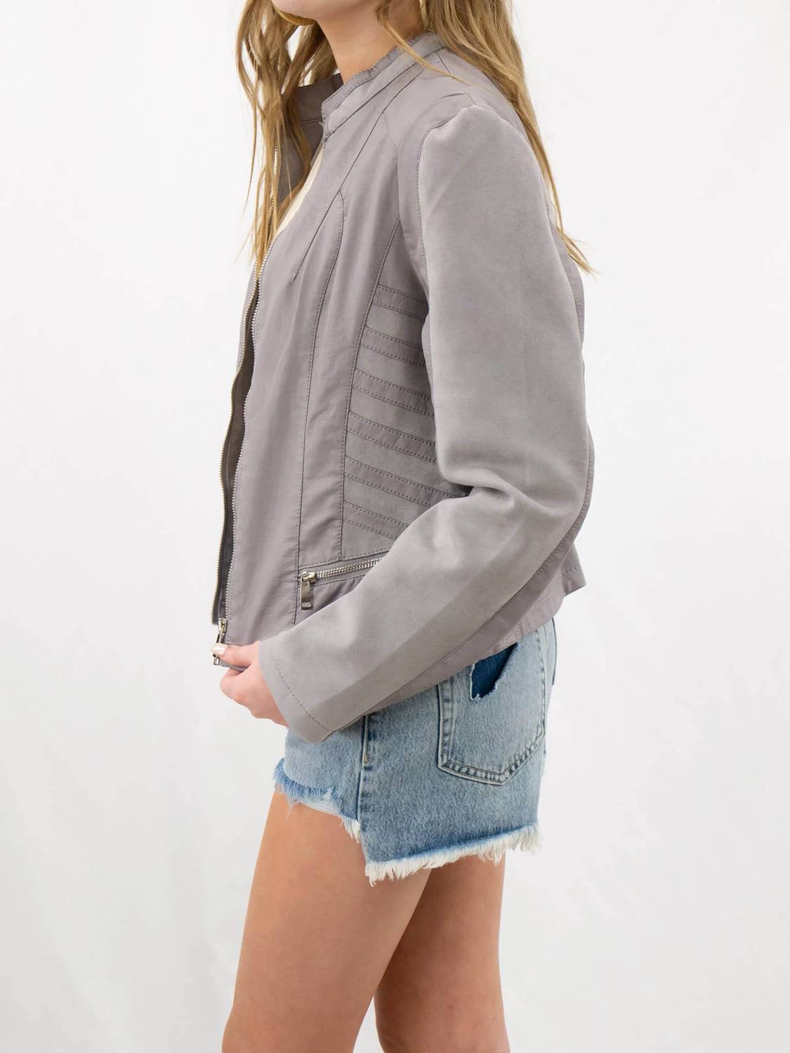 Cousin The Label - Faux Leather Moto Jacket