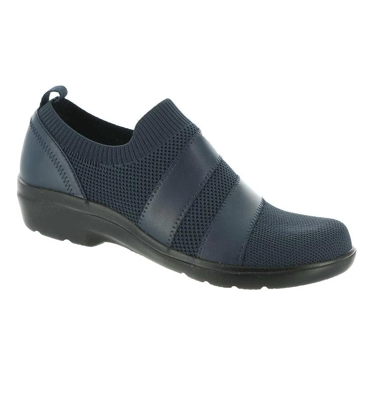 Clarks Women's Sashlyn Edge Loafer in navy combi - women's flats - detail view