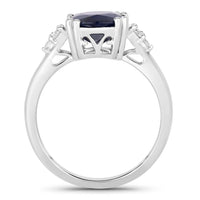 Diana M Jewels Women's Oval Natural Sapphire Fashion Ring (4.50 Ct) - Statement in 14k white gold - women's jewelry - detail view