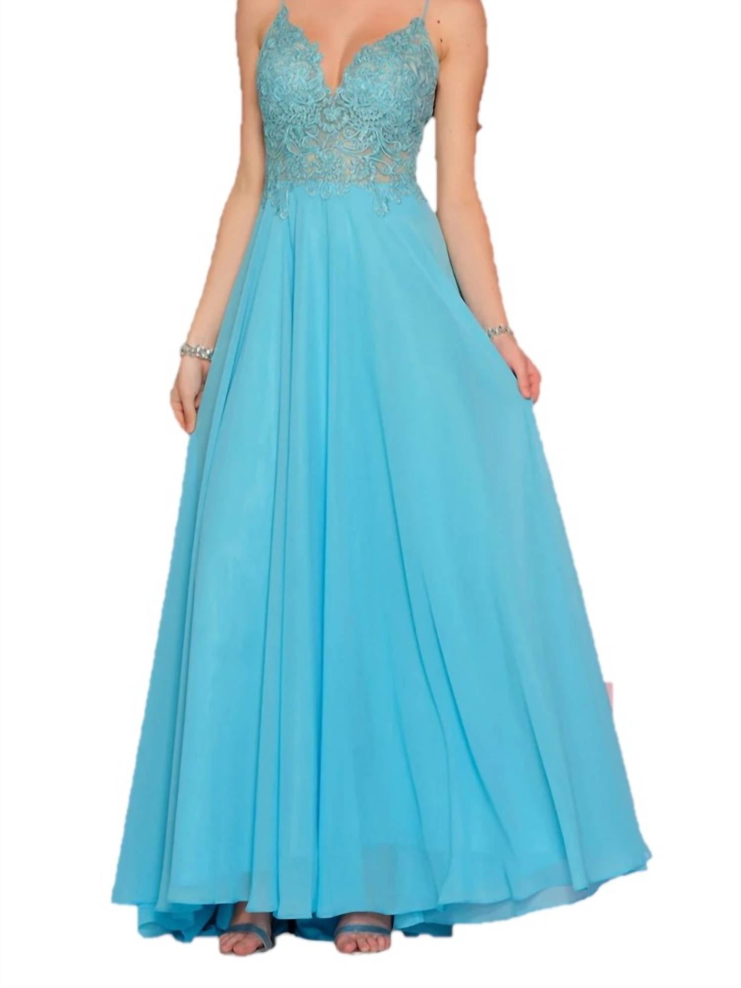 Dave & Johnny - Flowy V-neck Prom Dress