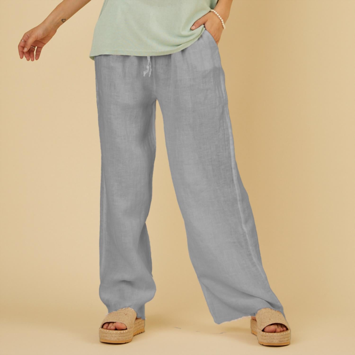 Scandal Italy Macy Linen Pants in denim blue - women's pants
