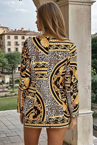 Venti6 - Vittoria Baroque Leopard Print Blazer And Skirt Set