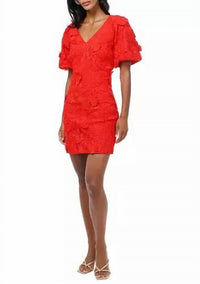 Adelyn Rae - Puff Sleeve 3d Mini Dress