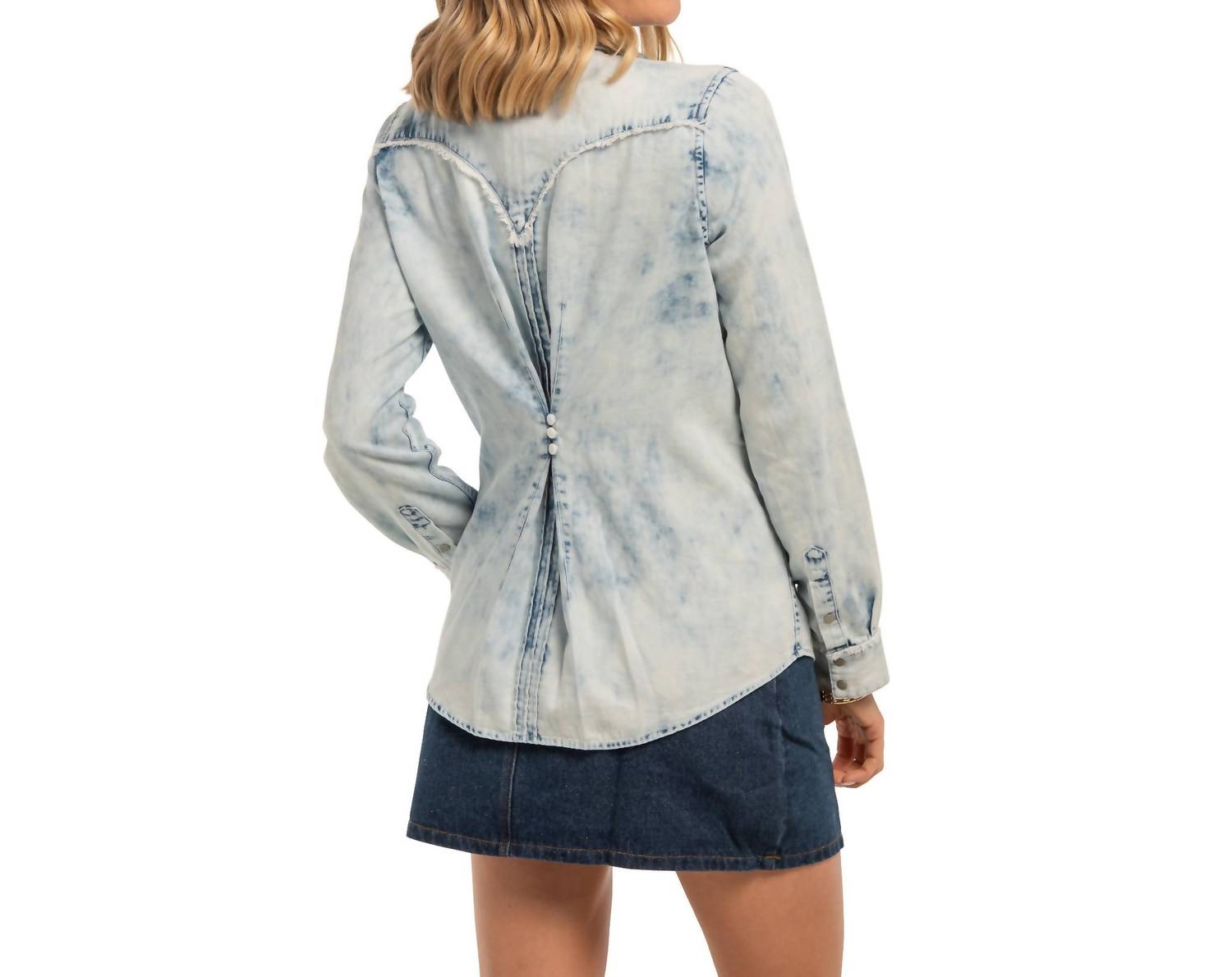 Madison Creek Outfitters Jessie Button Shirt in chambray - women's shirt - detail view