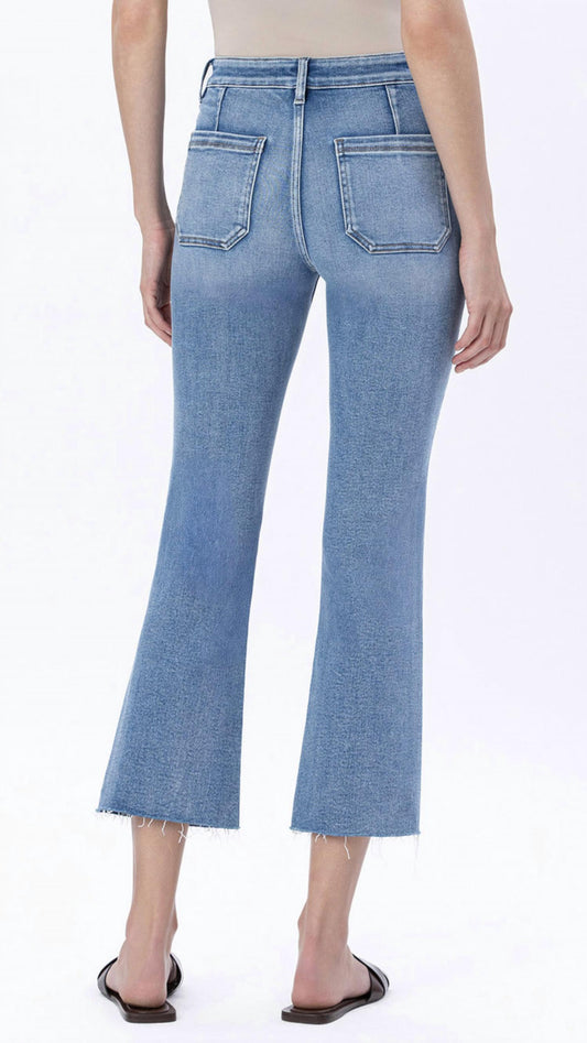 Lovervet - High Rise Patch Pocket Kick Flare Jean