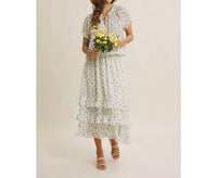 In February - Women's Floral Tiered Midi Skirt