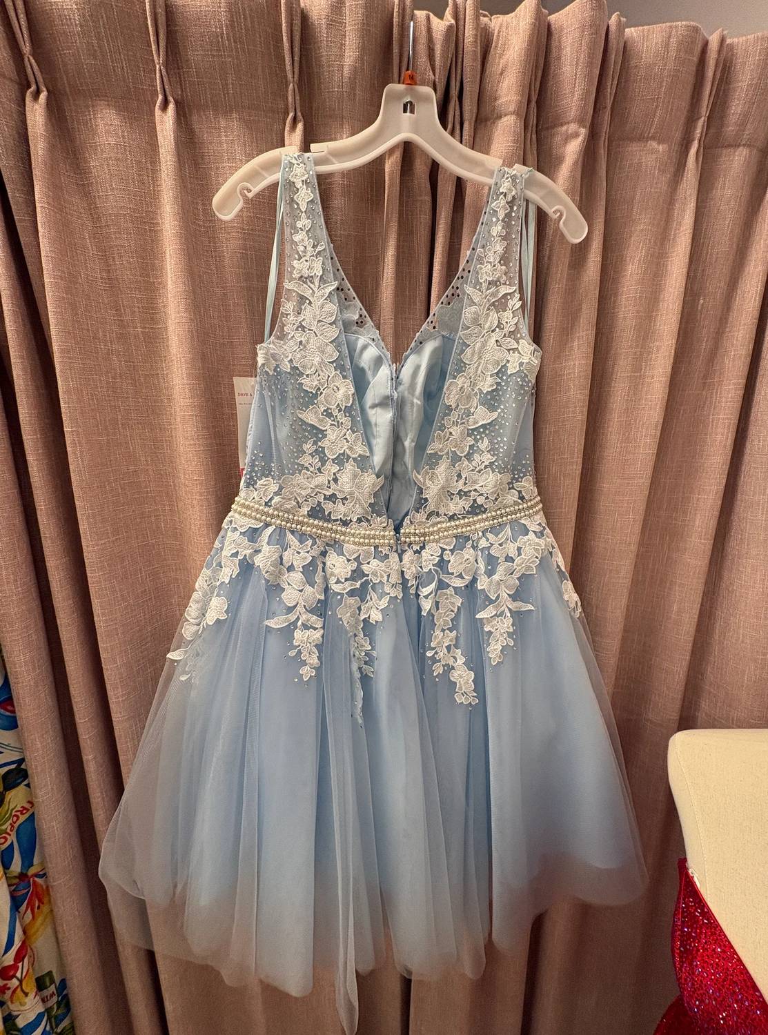 Dave & Johnny - Embroidered Tulle Rhinestone Belt Mini Dress