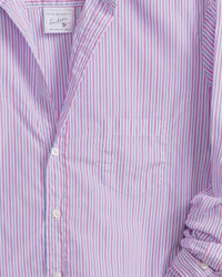 Frank & Eileen Women's Button-up Shirt in hot pink blue stripe - women's shirt - detail view