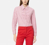 Luisa Cerano - Striped Ruffle Front Blouse