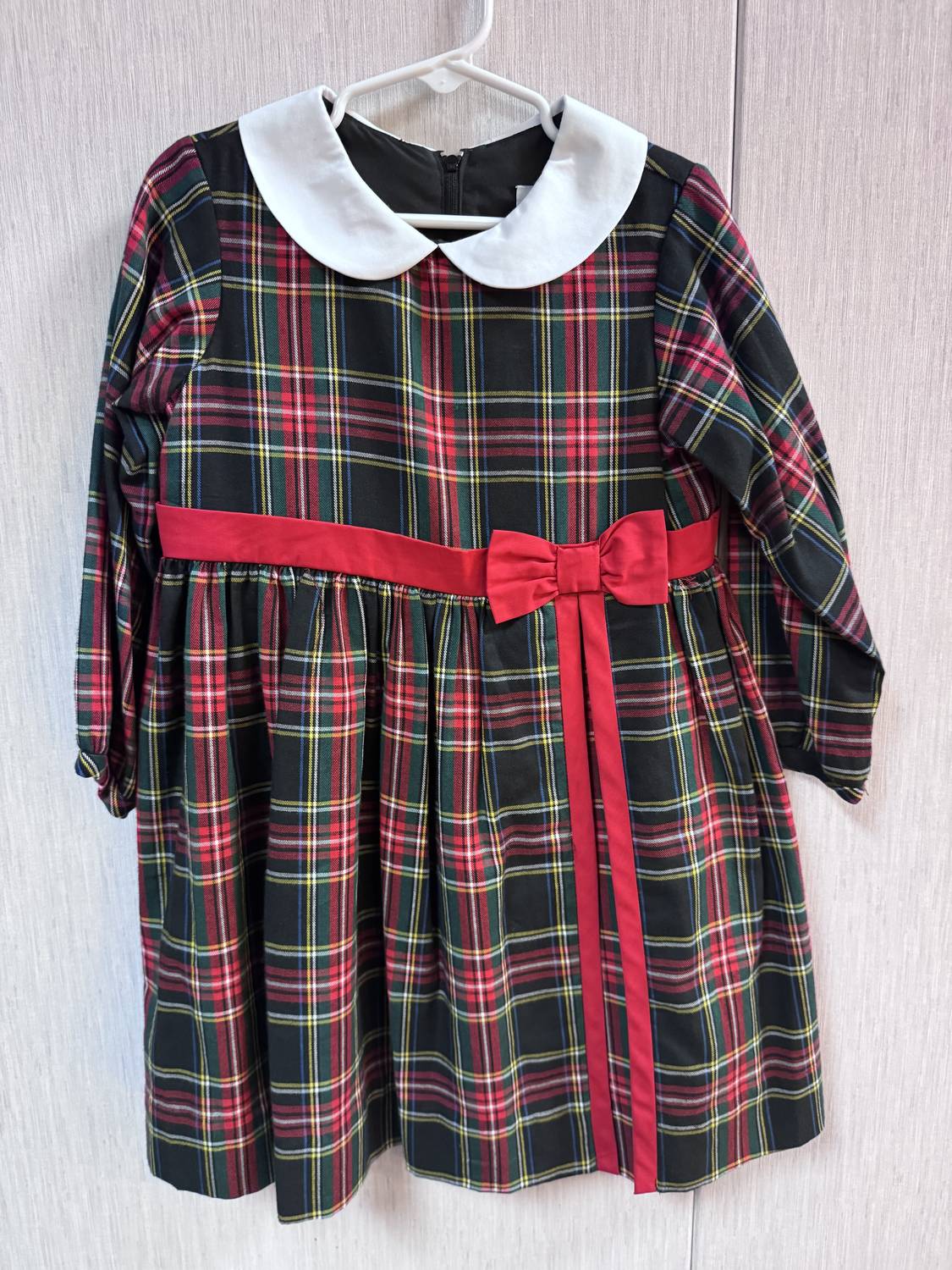 Florence Eiseman Girls' Plaid Dress With Collar And Bow in multi - kids' dress - alternate view