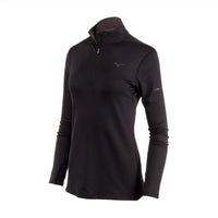 MIZUNO Women's Standard Breath Thermo Half Zip Top in black - women's long sleeve top